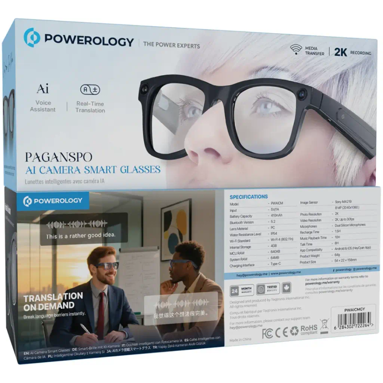 Powerology camera smart glasses